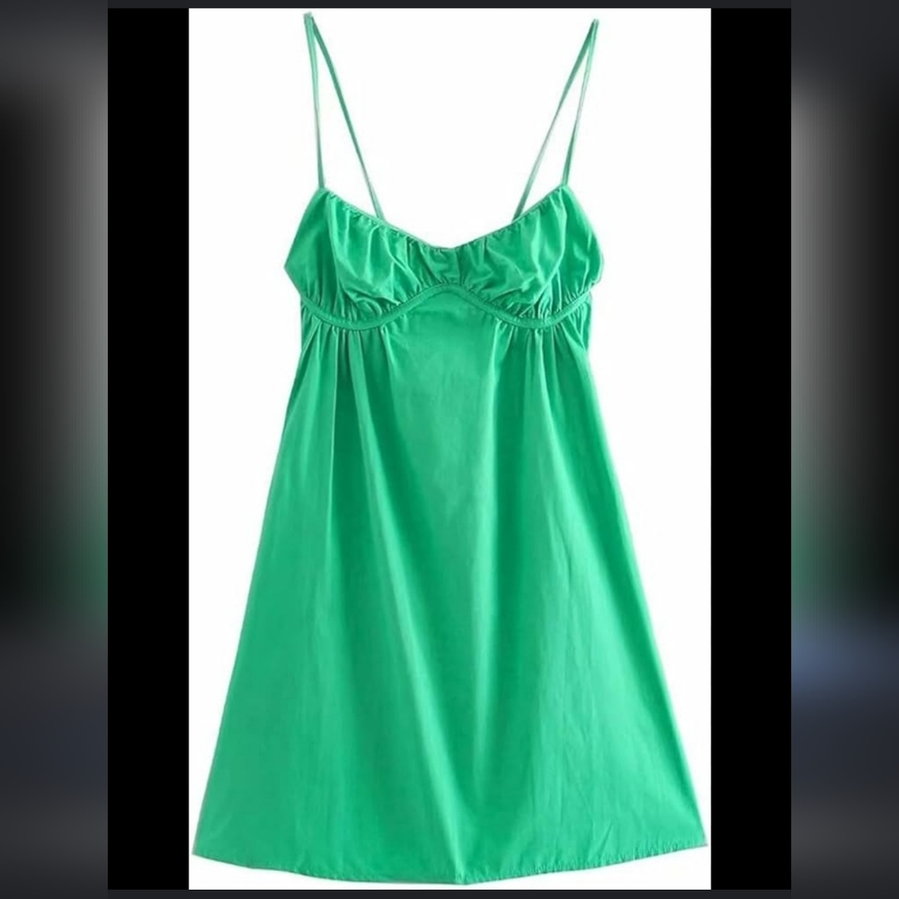 Zara Green Spaghetti Strap Sundress